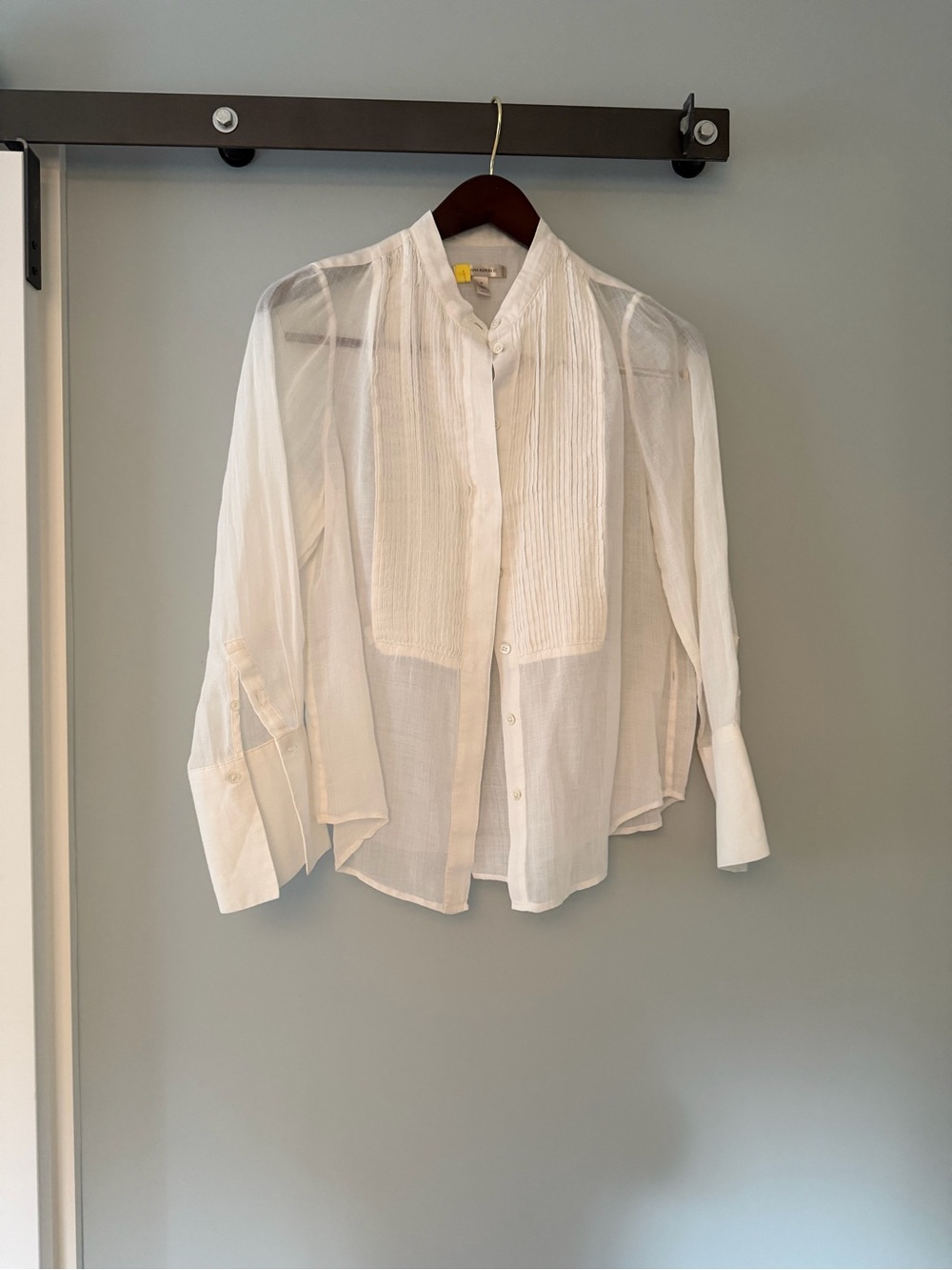 Banana Republic White Button-Down Pintuck Sheer Blouse